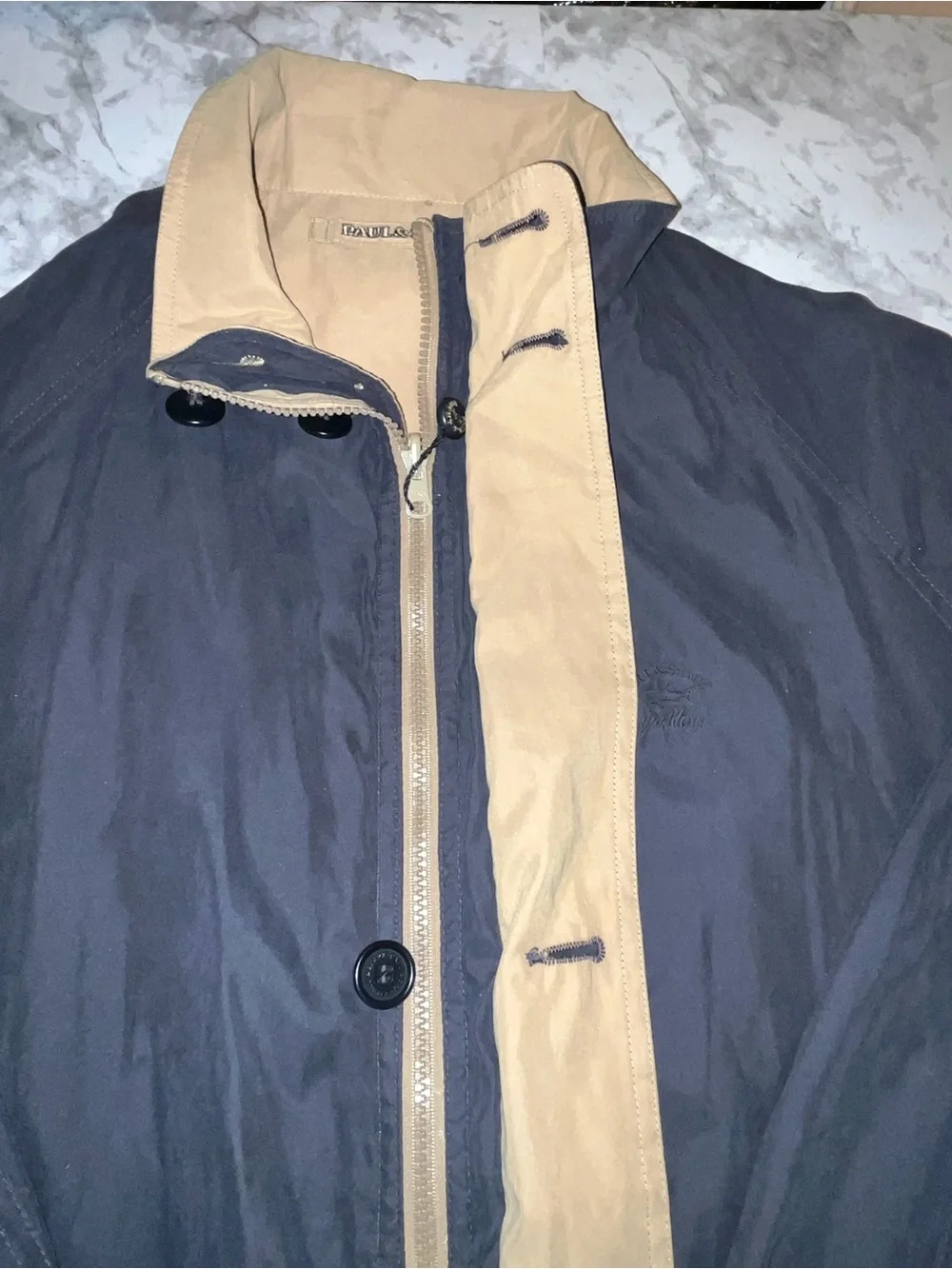 Men's Paul & Shark Reversible Navy/ Tan Windbreaker jacket